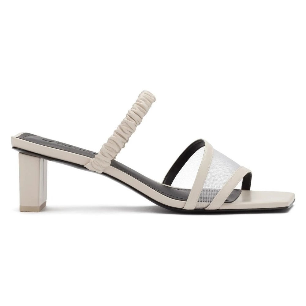 MERCEDES CASTILLO Ava Sandal Pump Shoes Block Heel Off White 7.5 NEW